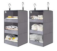 GRANNY SAYS Organizer da Appendere con 3 Scomparti, Organizer Armadio da Appendere, Organizer Armadio Salvaspazio per Vestiti, Grigio Appendi Borse da Armadio, Ripiani per Armadio Interno