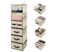 GRANNY SAYS Organizer per guardaroba a 6 ripiani, pieghevole, con cassetti e 6 tasche laterali, in tessuto marrone, per organizzare i calzini