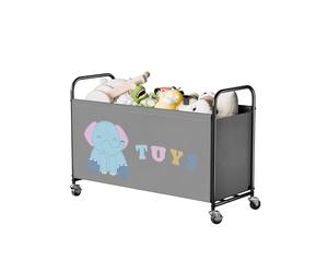 GRANNY SAYS Scatola per giocattoli con ruota, 135L organizzatore di stoccaggio extra large, cassetta portagiochi con ruote, contenitore in metallo per bambini, Grigio