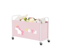 GRANNY SAYS Scatola per giocattoli con ruota, 135L organizzatore di stoccaggio per giocattoli extra large, cassetta portagiochi con ruote, contenitore in metallo per giocattoli per bambini, Rosa