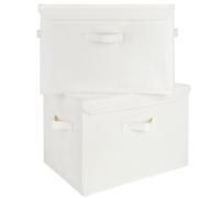 GRANNY SAYS Scatole per Armadio con Coperchio, Set di 2 Scatole per Armadio Rigide in Tessuto, Scatole Portaoggetti Bianco per Scaffali, Scatola con Coperchio Tessuto, Organizzatori per Vestiti