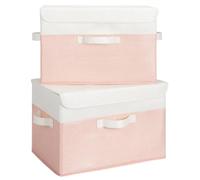GRANNY SAYS Scatole Portaoggetti con Coperchio, Set di 2 Scatole per Armadio Rigide in Tessuto, Scatole Portaoggetti Rosa per Scaffali, Scatola Tessuto con Coperchio, Organizzatori per Vestiti