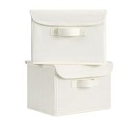 GRANNY SAYS Scatole Portaoggetti Piccole con Coperchio, Set di 2 Mini Scatole per Armadio Rigide in Tessuto, Scatola Rigida per Scaffali, Scatola Tessuto Pieghevoli, Organizzatori per Vestiti, Bianco