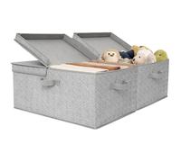 GRANNY SAYS Scatole Tessuto con Coperchio, Set di 2 Scatola Rigide Tessuto, Scatola Armadio con Coperchio, Contenitore Capiente per Organizzare i Vestiti Nell'armadio, Cestino Portaoggetti Grigio