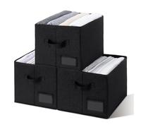 GRANNY SAYS Scatole Tessuto, Set di 3 Scatole Portaoggetti Pieghevoli, Scatola Organizzatori Vestiti, Contenitori in Tessuto, Scatole Tessuto per Armadio, Wardrobe Storage Boxes Large, Nero