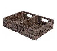 GRANNY SAYS Set di 2 Cestini Portaoggetti in Vimini con Manici, Cestino Piccolo, Cesti da Scaffale, Marrone