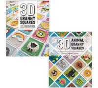 Granny Squares 3D e Granny Squares con animali 3D di Celine Semaan, Caitie Moore, Sharna Moore, set da collezione di 2 libri