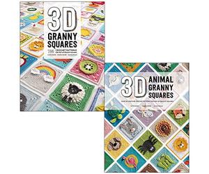 Granny Squares 3D e Granny Squares con animali 3D di Celine Semaan, Caitie Moore, Sharna Moore, set da collezione di 2 libri