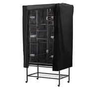 Grantien Copertura per Gabbia per Uccelli, Telo di Protezione per Gabbia per Pappagalli con Tendina Apribile, 210D Oxford Nero 120 * 88cm