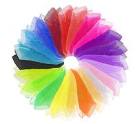 Grantop Set di 30 panni da giocoliere quadrati, 22 panni colorati, 60 x 60 cm, in chiffon colorato, per l'asilo e le attività dei bambini, per la festa dei bambini