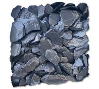 Granulati Zandobbio Sassi Ciottoli di Ardesia Nera Decorativa in Scaglie da 30-80mm per Giardino Vasi e Aiuole Confezione 25kg, Nero