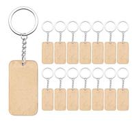 Granvoo 15 Pezzi Portachiavi Legno Personalizzabile, Portachiavi Vuoto Personalizzato con Anello Catena, Portachiavi Legno Naturale per Fai-Da-Te Chiavi Donne Uomini Regalo Decoro, Rettangolare (B)