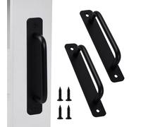 Granvoo 2 Pezzi Maniglia per Porta da Fienile, Maniglia per Porta in Alluminio con Viti, Maniglia Porta Scorrevole Nero, Maniglione Porta Interna per Mobili Bagno Armadio