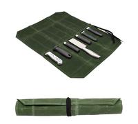 Granvoo Borsa per Coltelli, Portatile Coltelli Rotolo Borsa Tela, Borsa Arrotolabile in Tela Cerata per Coltelli con 7 Scomparti per Cucina, Campeggio, Pesca, Caccia