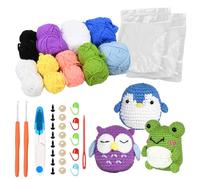 Granvoo Kit Uncinetto Completo Per Principianti, Kit Per Animali All'Uncinetto, Kit Per Lavorare a Maglia with Pennarello Punto Filato, Video di Istruzioni Per Assoluti Adulti(Gufo, Pinguino, Rana)