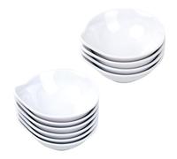 Granvoo Set di 10 Ciotole per Salsa, Piatto per Salsa di Soia da Immersione, Ciotoline per Aperitivo, Piattini Finger Food, Mini Ciotole, per Condimenti, Aceto, Ketchup e Salsa Barbecue (Bianco)