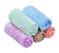 Granvoo Set di Asciugamani, 5 Pezzi Asciugamani Bambini Colorati, 30 X 30 cm, Asciugamani in Pile di Corallo, Asciugamani per Il Viso per Bambini, Asciugamani per Mani, Viso e Doccia