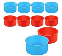 Graootoly 10 Pieces Silicone Cake Mold 's Day Round Baking 4 inch Baking Mold Kitchen Silicone Bakeware Red, Blue