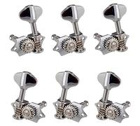 Graootoly 3L3R 6Pcs 1:18 Guitar String Tuning Pegs Tuner Machine Heads Knobs Tuning for Acoustic or Electric Guitar Silver