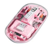 Graootoly Bass Wireless Bluetooth Mouse 3-Mode Trasparente Mouse 2.4G+Bluetooth5.0 per Laptop/Tablet Rosa Durevole Facile da Usare