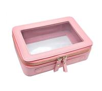Graootoly Scatola cosmetica trasparente quadrata scatola cuscino d'aria scatola sacchetto di toilette sacchetto cosmetico impermeabile, rosa