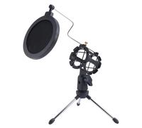 Graootoly Supporto per microfono regolabile Treppiede da tavolo per la registrazione video del computer con copertura filtro parabrezza microfono