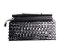 Graootoly Tastiera per macchina da scrivere retrò fili USB meccanici Punk Keycaps per PC desktop/laptop/telefono-nero
