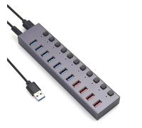 Graootoly USB3.0 Splitter 11Port Ricarica Multi-Interfaccia HUB con Installare Facile da Usare