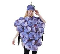 Grape Costume - Polyester, 34.25x30.71in Halloween Outfit Funny Fruit Costume Realistic Design | Lightweight Wearable Party Dress-Up, Adult Novelty Costumes For Halloween Parties, Cosplay Events