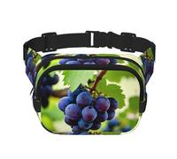 Grape Print Square Double Layer bag Waist Bag Trendy Pack Travel Bag con Bel regolabile, nero, Taglia unica
