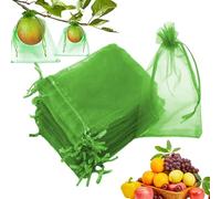 Grape Protection Bags - 100pcs Fruit Protector Fruit Net Cover With Drawstring | Fruits Netting Bagss | Fruits Net Covers Drawstring Grape Protection Bag | Mesh Bag Green Netting Cover Bags Portable