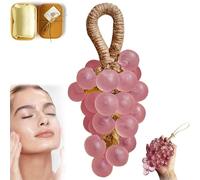 Grape Soap, Grape Soap on a Rope, Handmade Grapes Cluster Shaped Soaps, Cold-Process Bath Bar, For Washing Hands and Bath, Handcrafted Grape Bunch S-oap (1, Pink)