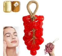 Grape Soap, Grape Soap on a Rope, Handmade Grapes Cluster Shaped Soaps, Cold-Process Bath Bar, For Washing Hands and Bath, Handcrafted Grape Bunch S-oap (1, Red)