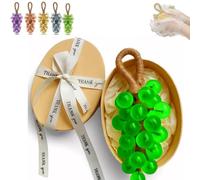 Grape Soap On A Rope, Handcrafted Grapes Soape Bunch Shaped, Natural Cold Process Artisan Soaps, To Hang Decor, Lasting Fragrance for Men and Women (Green)