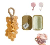 Grape Soap On A Rope, Handmade Crystal Grape Gentle Cleansing Soap, Decorative Hanging Grape Soaps, Long-Lasting Scent, for Shower and Hand Washing (Orange)