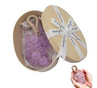 Grape Soap on A Rope, Handmade Grape Bunch-Shaped Soap, Natural Cold Process, Long-Lasting Fragrance, for Hand Washing, Bath, Fresh Air (Purple)