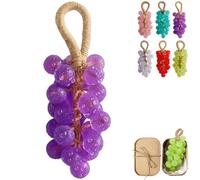Grape Soap on a Rope, Handmade Grapes Cluster Bar Soap, Fred Process Aromatic Soap for Hand Washing, Bath, Home Decor, Gift for Men Women (1, Viola)