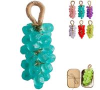 Grape Soap on a Rope, Handmade Grapes Cluster Bar Soap, Fred Process Decorative Aromatic Soap for Hand Washing, Bath, Home Decor, Gift for Men Women (1, Blue)