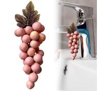 Grape Soap on a Rope, Handmade Grapes-Shaped Soaps, Natural Cold Process Artisan Soaps for Face, Decorative Soap Bars, Exquisite Home Decor and Gift Choice (Pink)