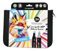 GRAPH’IT Astuccio 24 Marker Alcol Doppia Punta - Set Manga - Punta Fine e Scalpello - Illustrazione, Bozzetti, Scrapbooking e Colorazione - Kit Disegno Completo, Colori Grigi - Adulto, Bambino