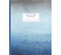 Graph & Lined Notebook: Vintage Blue Ocean Fish | Half Graph Half Lined Paper Notebook | 4x4 Quad Ruled, College Ruled Notebook, 8.5x11