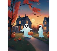 Graph Notebook: Halloween Collection | happy little ghosts | 100 pages, 7.5x9.25 inch