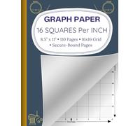 Graph Paper 16 Squares Per Inch Notebook: 16x16 Grid Per Inch | 110 Pages | Perfect for Cross Stitch, Needlepoint & Pattern Design | 8.5” x 11”