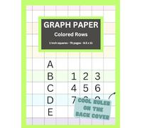 Graph Paper Colored Rows 1 Inch Squares - 75 Pages - 8.5 x 11 Inches: Perfect for Straight Writing, Drawing, Math, Calligraphy, and Learning. Helpful for ADHD, Dyslexia, Dysgraphia, Dyscalculia