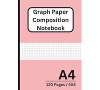 Graph Paper Composition Notebook: A4 | 120 pages | 4x4 Quad Ruled | Squared Paper Notebook | Pink