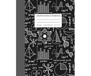 Graph Paper Composition Notebook | Black STEM Design 5x5 Grid for Math, Science & Engineering: 8.5 x 11 in | 150 Pages | Technical Graph Paper for ... | Chalkboard Cover for School & Academic Work