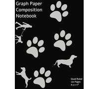 Graph Paper Composition Notebook - Black with Dogs & Paw Prints: Grid Paper Notebook, Grid Paper for Math and Science Students, Quad Ruled 4x4 ( 120 Pages, 8.5 x 11), Dogs, Paw Prints