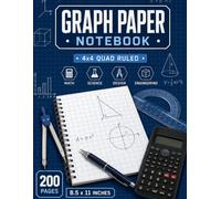 Graph Paper Notebook: 4x4 Quad Ruled - 200 Pages, 8.5 x 11 Inches, Math and Science Composition Book for Students, Engineers, and Designers