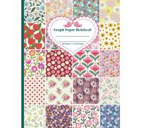 Graph Paper Notebook 8.5 x 11 Floral Patchwork Aesthetic 150 Pages 4 x 4 Grid Paper for Students, Women, Girls, Teens Math Cute Pink Bow Pretty School Supplies