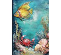 Graph Paper Notebook, Composition Book Sea Fish Design: 6" x 9" / 120 Pages / 4x4 graph ruled - Perfect Gift for Women and Girls